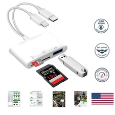 3-in-1 SD Card Reader & USB-C Adapter for iPhone & Digital Cameras - White