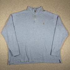 Polo Ralph Lauren Estate Rib Sweater Mens 2XLT Light Blue Tight Knit Quarter Zip