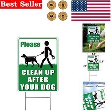 Bright Green No Dog Poop Sign, 12.6" x 9.5", UV Protected with Metal Stake