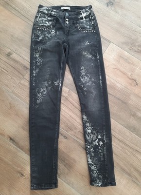 TREDY Jeans Hose  Gr. 38, Traumhaft schöne Details!! Schwarz Anthrazit