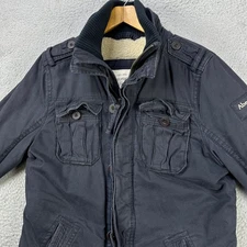 Abercrombie Fitch Adirondack Mens Sherpa Lined Jacket Large Blue Miltary Army