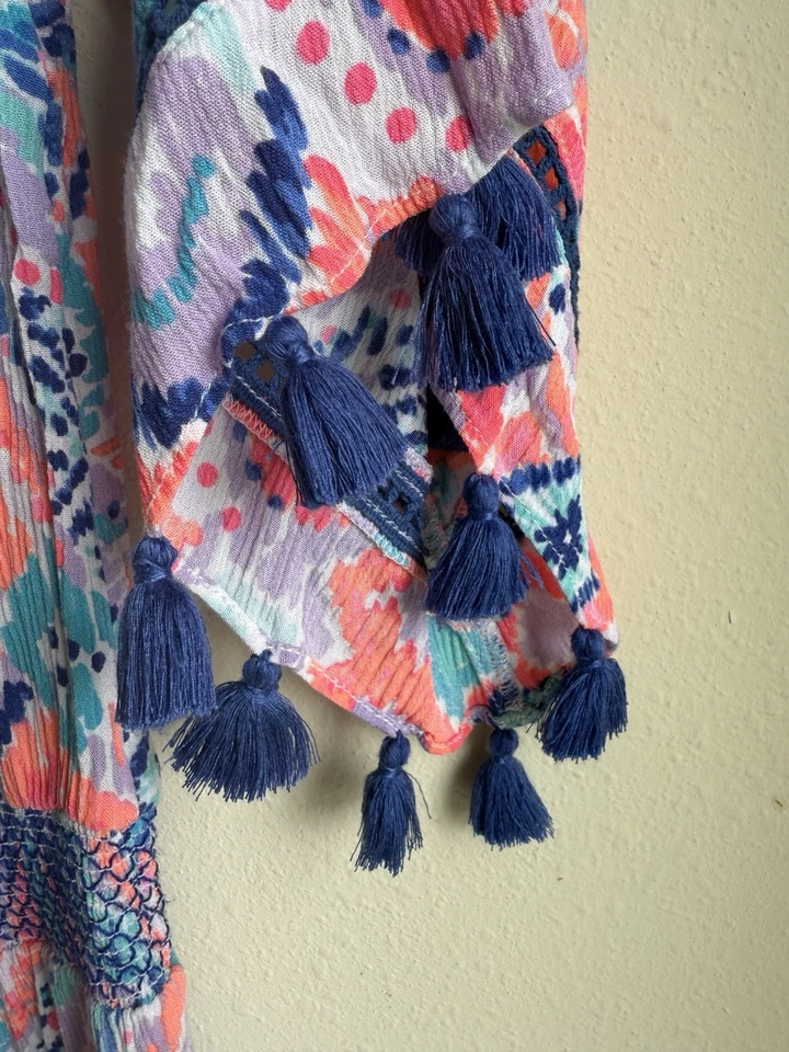 Lilly Pulitzer Women's Dress Cover Up Size Medium Colorful Tasseled - Image 3 of 4