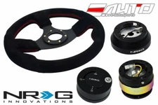 NRG 320 Race Suede Steering Wheel Red/140 Hub/2.0 BK Neo Quick Release/Lock Matt