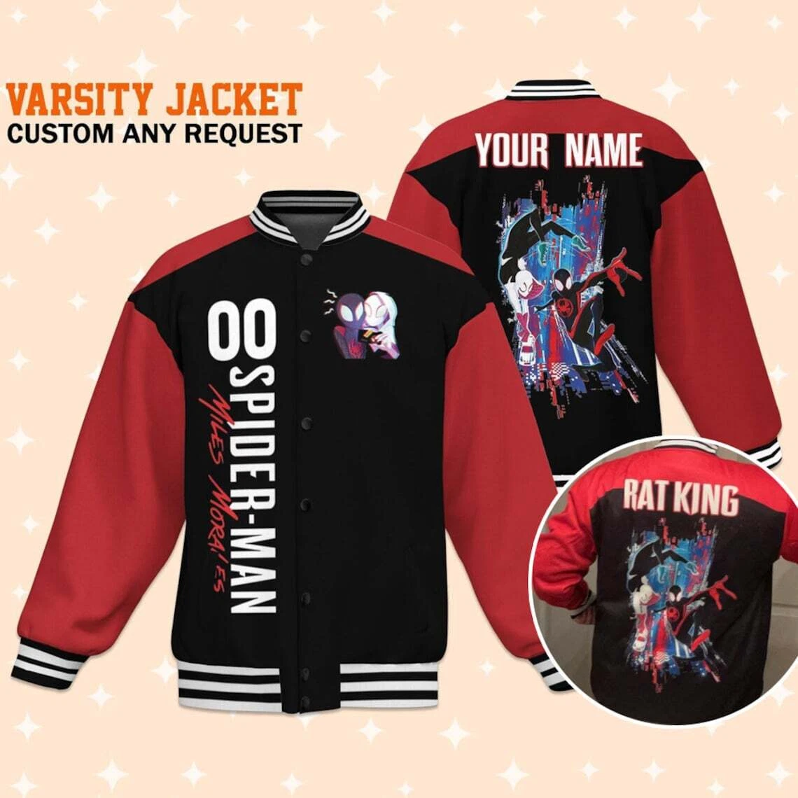 Custom Spiderman Miles Morales Couple Baseball Jacket, Baseball Outfit