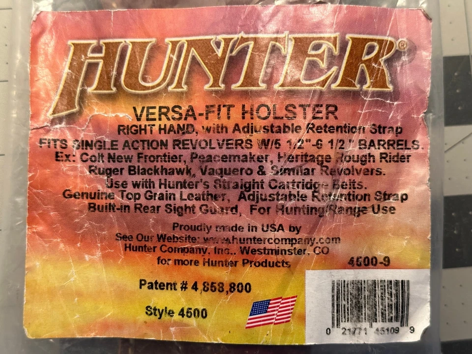 Hunter Company 4500 OWB Holster RH for SINGLE ACTION REVOLVERS w/ BBL 5.5 - 6.5" - Image 2 of 4
