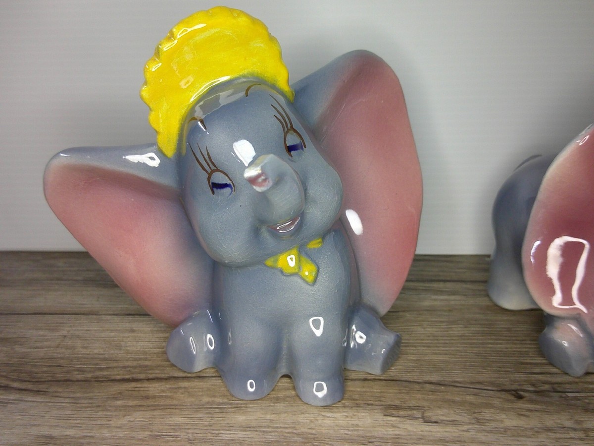 vintage Disney porcelain figures of Dumbo the elephant and Mother