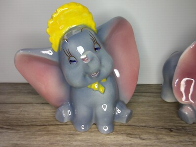 vintage Disney porcelain figures of Dumbo the elephant and Mother