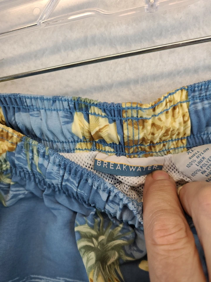 Pantalones Cortos de Natación Breakwater Azul Floral Hawaiano Nailon Para Hombres XL 32 Cintura Foto 2 de 4