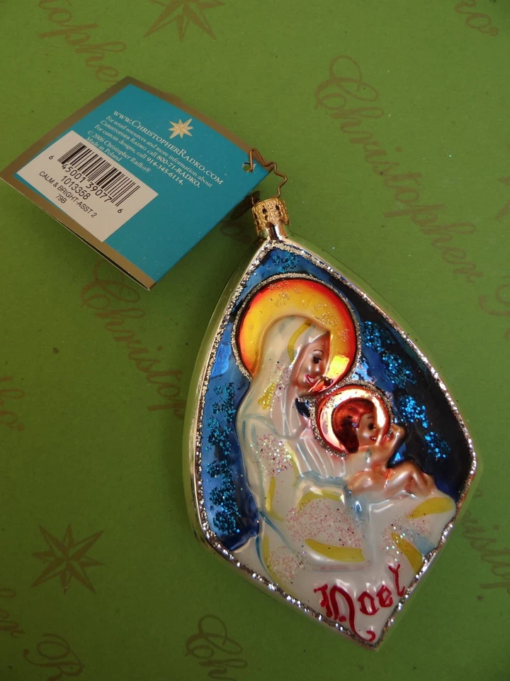 Christopher Radko Calm and Bright Asst Noel Jesus Glass Ornament