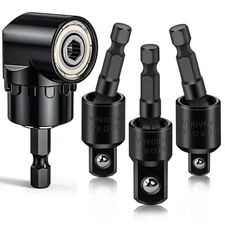 Flexible Drill Bit Extension Set w/ Right Angle Drill Attachment for Power Drill