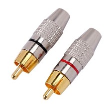 2x Chinch RCA Stecker Rot / Schwarz Audio Hif...