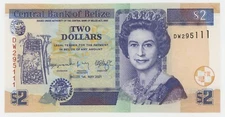 Belize 2 Dollars 1-5-2021 Pick 66.new UNC Uncirculated Banknote