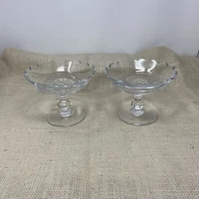 Couple of Vintage Tiffany Val San Lambert Crystal Raised Footed Compote Dishes