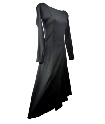 Elm Design Long Sleeve Black Dress Soft Pima Cotton Hi-lo Asymmetrical Hem  1 S | eBay