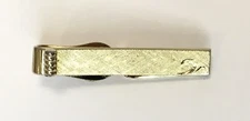Signed Swank Textured Tie Clip Bar Vintage Gold Tone Small