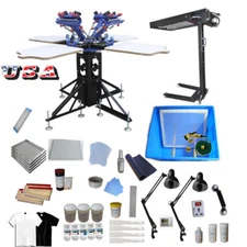 4 Color 4 Station Screen Printing Kit Flash Dryer Exposure Adjustable Printer