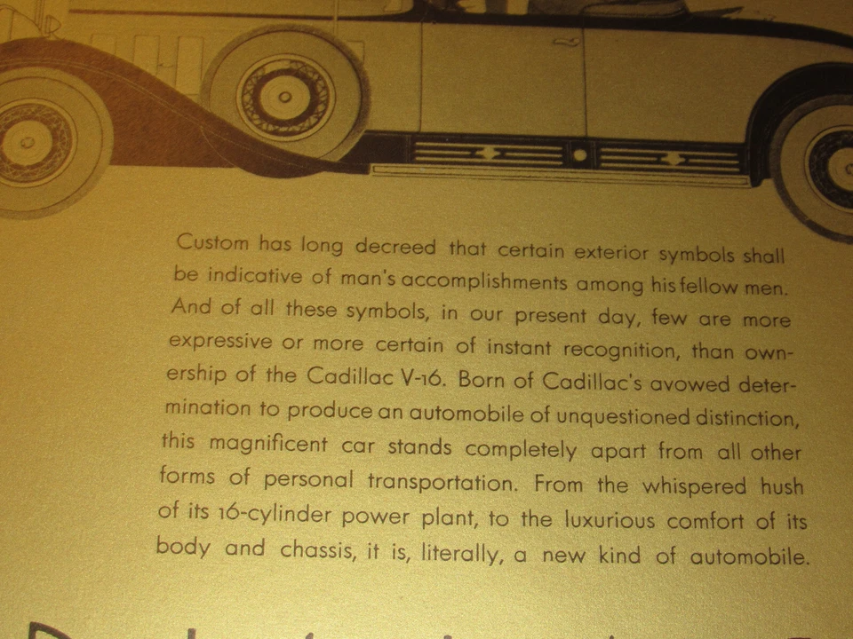 8 1930s CADILLAC CAR POSTER REPRINTS! V-8, 12, 16! FLEETWOOD! La SALLE! ROADSTER - Image 4 of 4