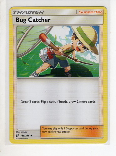 BUG CATCHER TRAINER UNIFIED MINDS SET POKEMON CARD 189/236 EX/NM