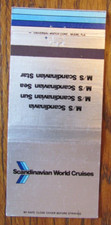 CRUISE SHIP MATCHBOOK COVER: SCANDINAVIAN WORLD CRUISES EMPTY MATCHCOVER -D22