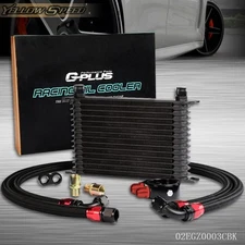 Fit For 15 Row Universal Engine Transmission Oil Cooler Black+Filter Adapter Kit