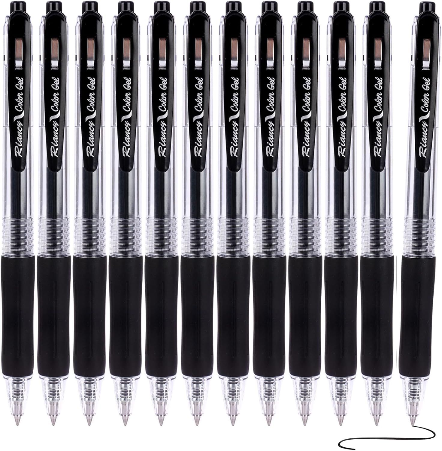 RIANCY Pens Black Gel Pens, Fine Point, Smooth Writing Pens 0.5Mm Tip 12PCS Retr-image