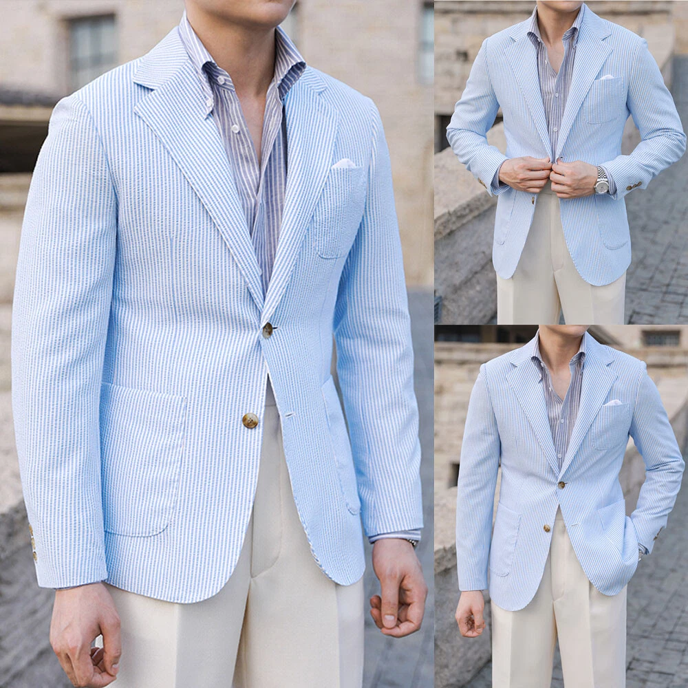 Slim Fit Jacket - Light blue - Men