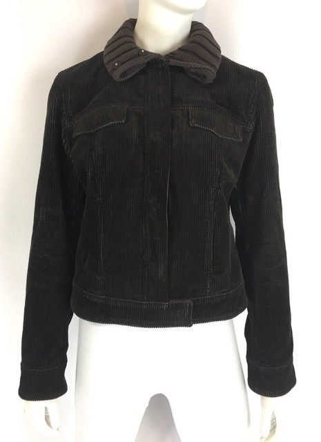 J.Crew Womens Corduroy Jacket Oversized Knit Collar Dark Brown Size Small | eBay