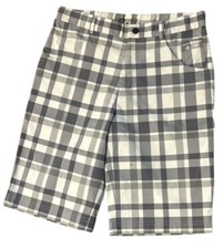 NIKE Shorts Dri-fit Youth Sz L gray white plaid performance
