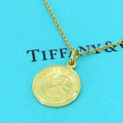 Tiffany & Co. ネックレス　　セントクリストファー　ゴールド Authentic Tiffany & Co. St. Christopher Coin Pendant Necklace Gold