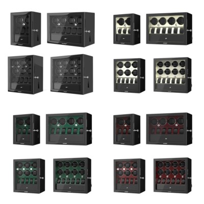 LED Automatic Watch Winder Box 2/4/6/8 Watches +3/5/6 Watch Display Storage Case