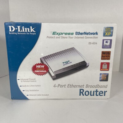 Di-604 D-Link Express Ether Network 4-port Ethernet Broadband Router Brand New