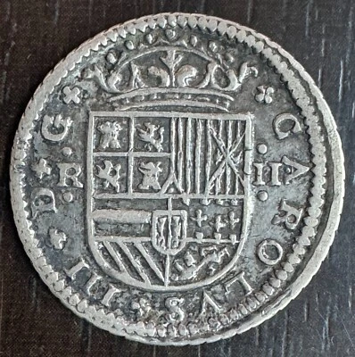 ESPAGNE - CHARLES III 1701-1714 - 2 REALES 1708 BARCELONE - Photo 1/2