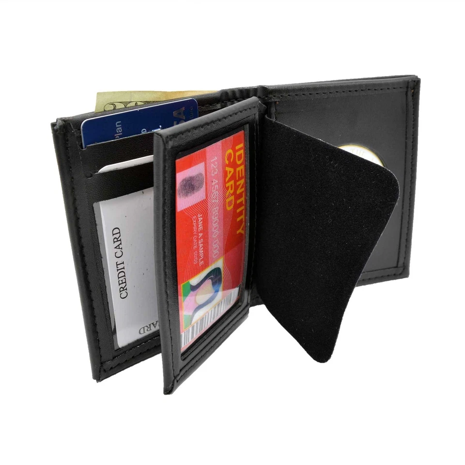 Perfect Fit Leather Bifold Wallet Mens w Medallion Military State Federal Seal - Image 4 of 4