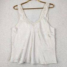 VTG Cinema Etoile Womens Size Medium Ivory Satin Lace Polka Dot Cami Camisole