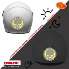 Adesivi casco rifrangenti teschio skull silver sticker helmet reflective 1 pz.