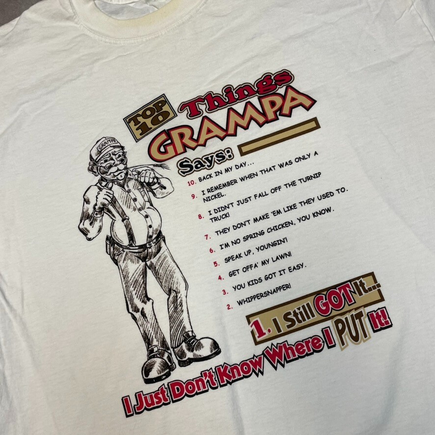 Grampa Humour T-Shirt Mens Graphic Single Stitch Tee White XL image 4
