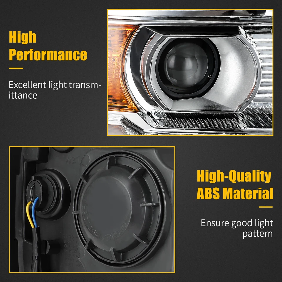 Headlight For 2014-2015 GMC Sierra 1500 2014-2019 2500HD 3500HD Chrome Amber Foto 3 de 4