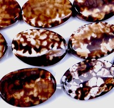 4 Coffee Brown Burnt Fire Agate Pendant Beads 30x20mm