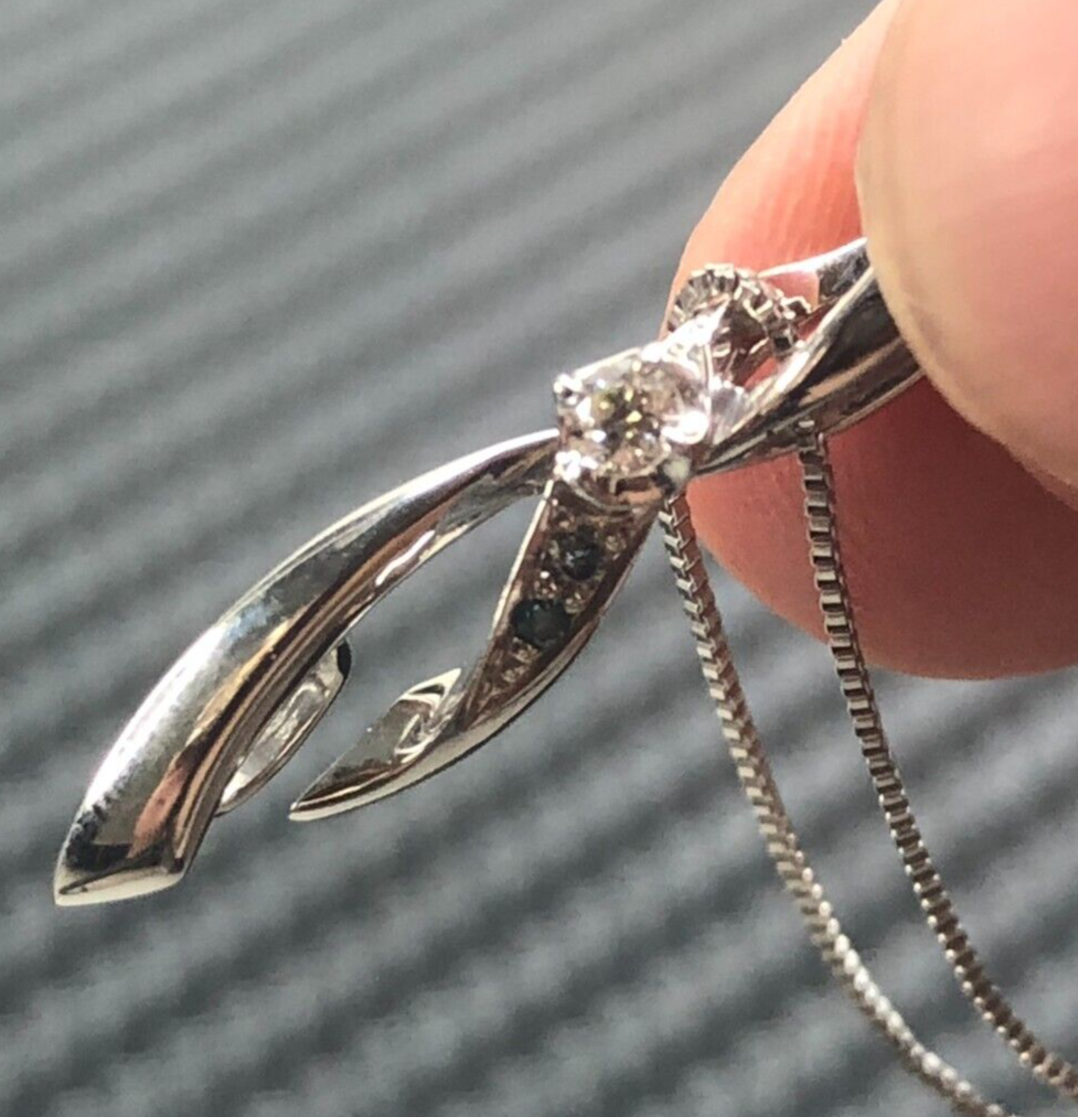 K10WG 0.06ct Diamond Gold Necklace 39cm JAPAN Pre-owned | eBay