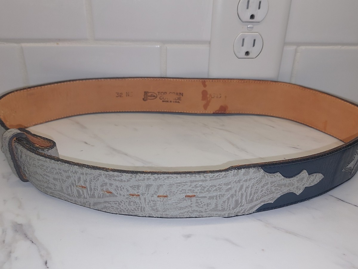 Justin Blue / Grey Top Grain Cowhide Western Cowboy Belt Size 32