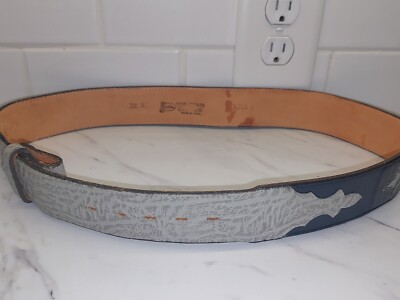 Justin Blue / Grey Top Grain Cowhide Western Cowboy Belt Size 32