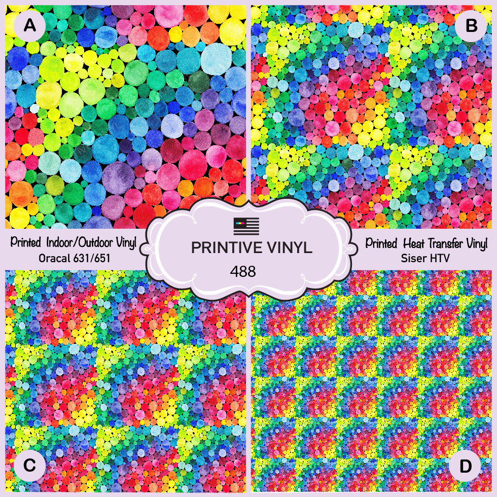 Watercolor Rainbow Dots Patterned Iron on Printed HTV, Oracal 651, Siser HTV 488