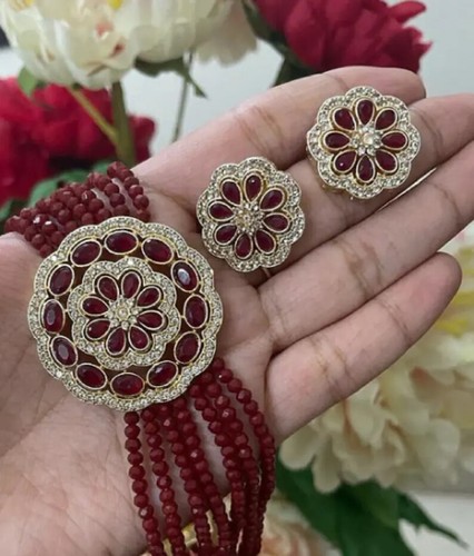 Indian Gold Tone Ruby Stone Choker 