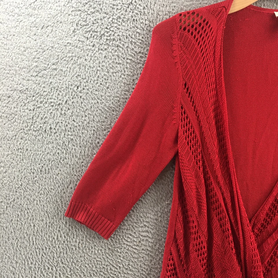 Suéter Chicos Cascada Mujer 3 Rojo Cárdigan Manga Larga Manga 3/4 Tejido Abierto Foto 4 de 4