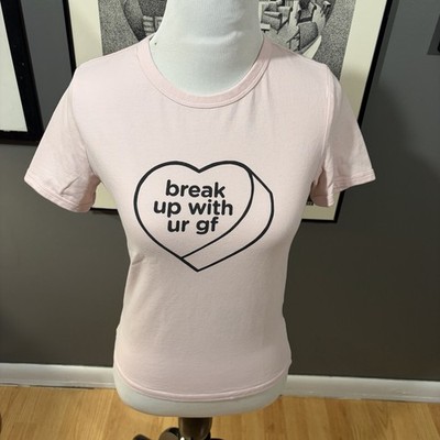Ariana Grande ''break up with ur gf'' 2019 Tour Baby Tee Pink Fitted Graphic S