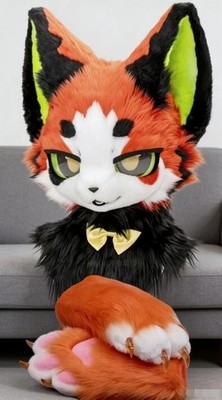 Fursuit Long haired Dog Fox Mascot Party Halloween Fur Cosplay(head+claws)