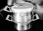 Mepra Italy  8" Steamer Pot  Double Boiler  Stainless Steel Green Vtg — photo 1