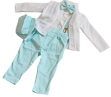 Taufanzug Gr.74 80 Baby Anzug Taufe Jacke Hemd Hose Fliege Hosenträger Mütze Set