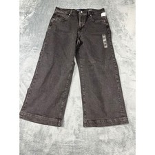Women  s Black Wash GAP High Rise Wide Leg Crop Jeans Size 14   NWT
