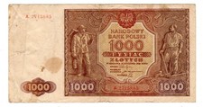 Poland POLAND Billet 1000 ZLOTYCH 1946 P122 GOOD CONDITION.